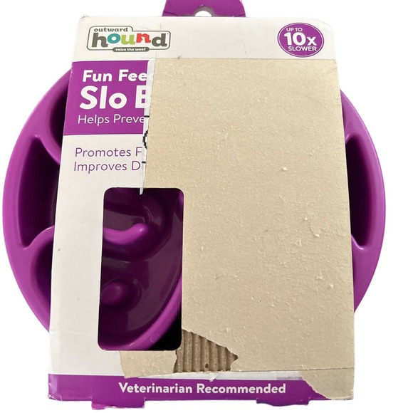 Outward Hound Purple Flower Slow Feeder Dog Bowl - Mini/Medium Size - Picture 4 of 4